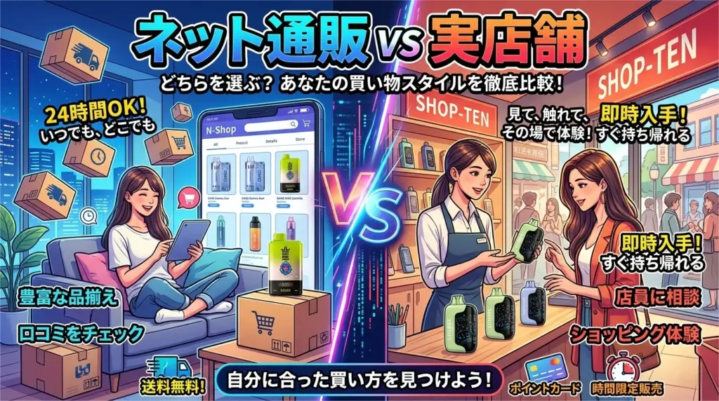 電子タバコのネット通販と実店舗の比較